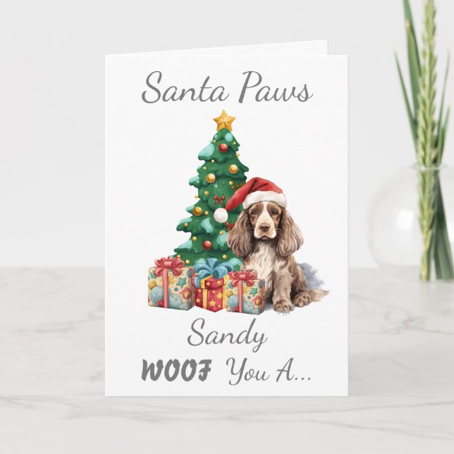Customizable Christmas Dog Cocker Spaniel Card (Front)