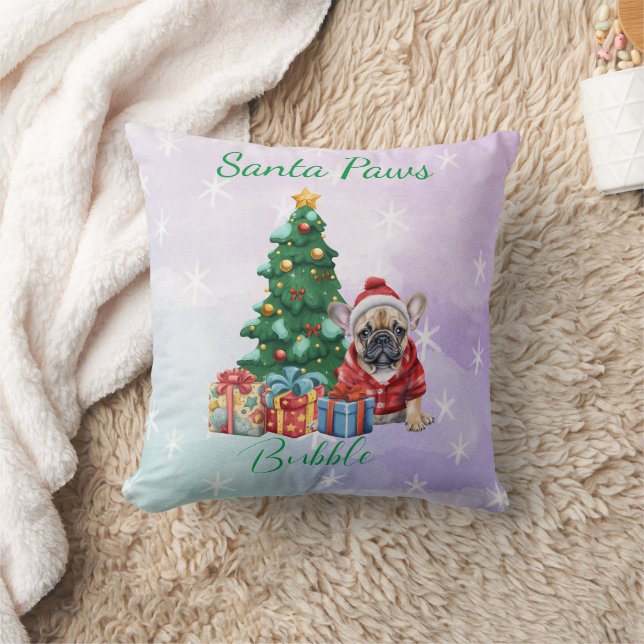 Customizable Christmas Dog French Bulldog Throw Pillow (Blanket)