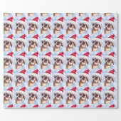 CUSTOMIZABLE Christmas Dog Santa Hat PHOTO Holiday Wrapping Paper (Flat)