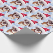 CUSTOMIZABLE Christmas Dog Santa Hat PHOTO Holiday Wrapping Paper (Corner)