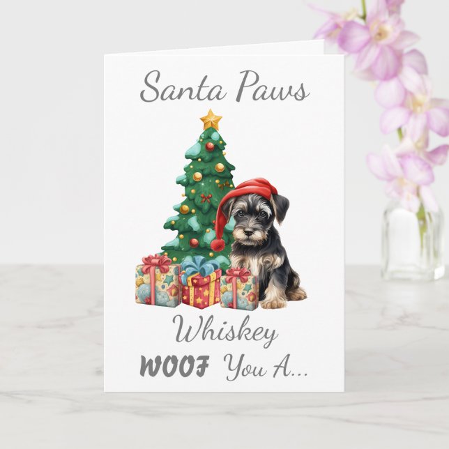 Customizable Christmas Dog Schnauzer Card (Orchid)