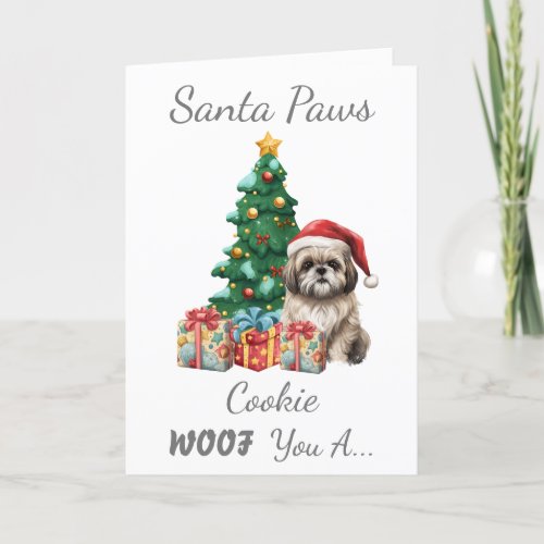 Customizable Christmas Dog Shih Tzu Holiday Card