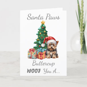 Customizable Christmas Dog Yorkshire Terrier Holiday Card