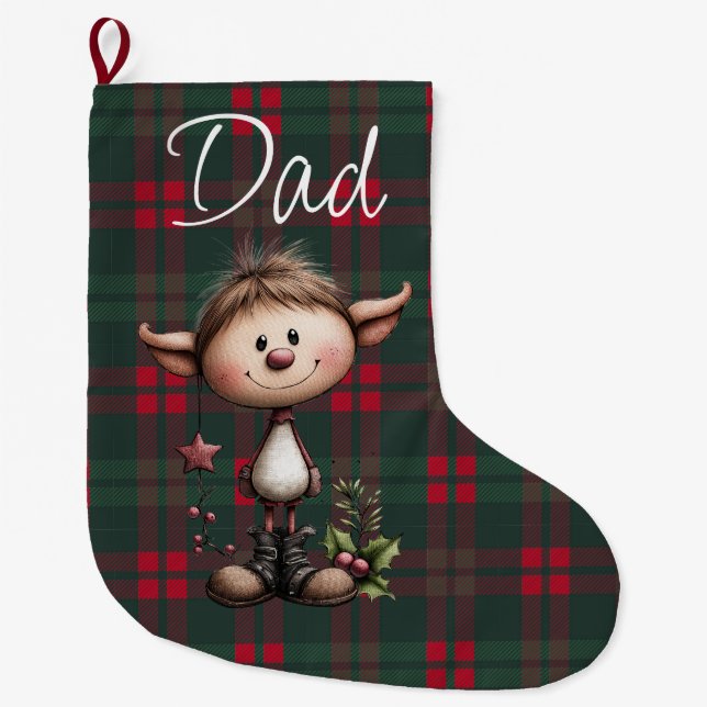 Customizable Christmas Elf  Large Christmas Stocking (Front)