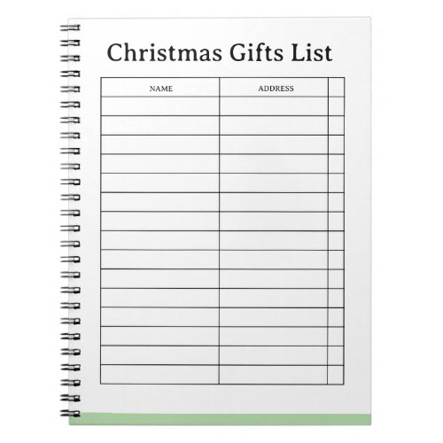 Customizable Christmas Gift List Pad Notebook