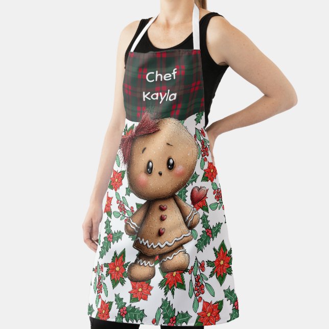 Customizable Christmas gingerbread baker Apron (Insitu)