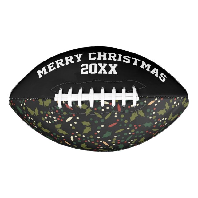 Customizable Christmas Holly Pattern Football (Front)