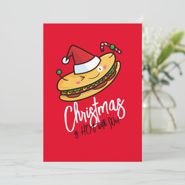 Customizable Christmas Hotdog cartoon  Invitation (Standing Front)