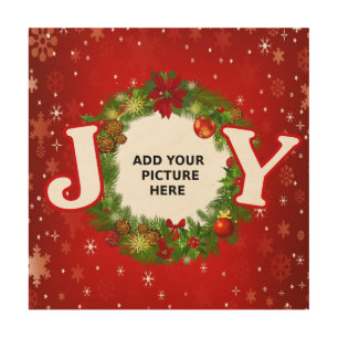 Customizable Christmas Joy Add Picture Wood Wall Art