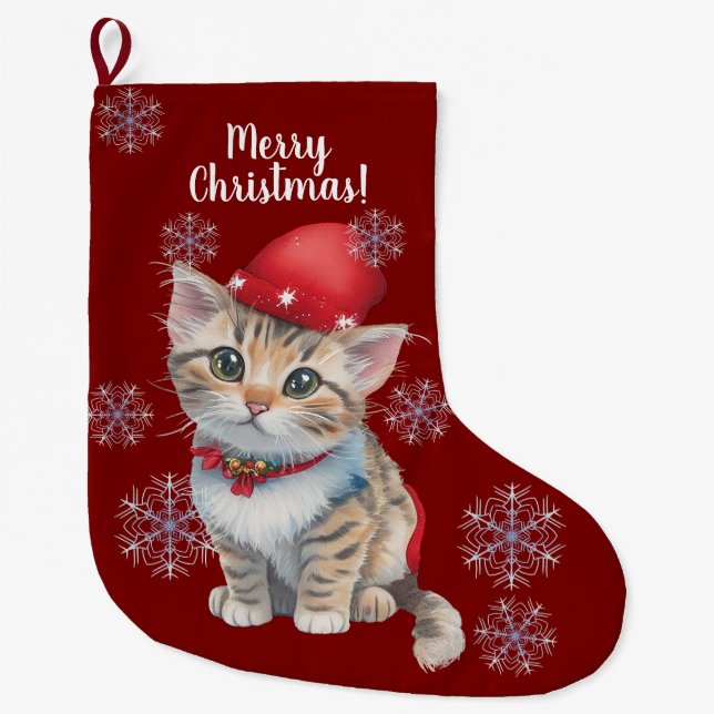 Customizable Christmas Kitten Stocking (Front)
