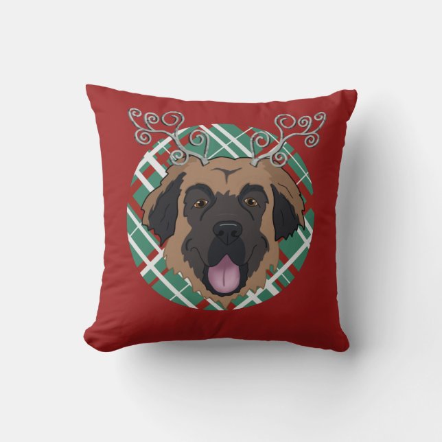 Customizable Christmas Leonberger  Throw Pillow (Front)