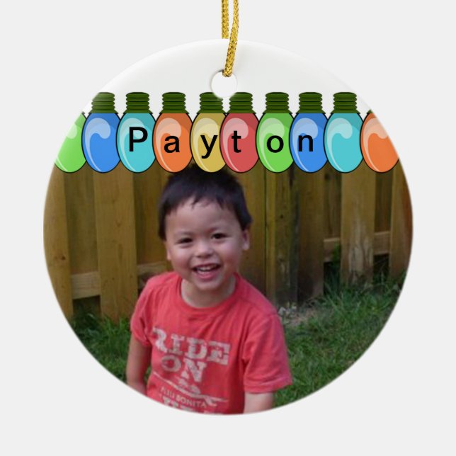 Customizable Christmas Lights Photo Ornament (Front)