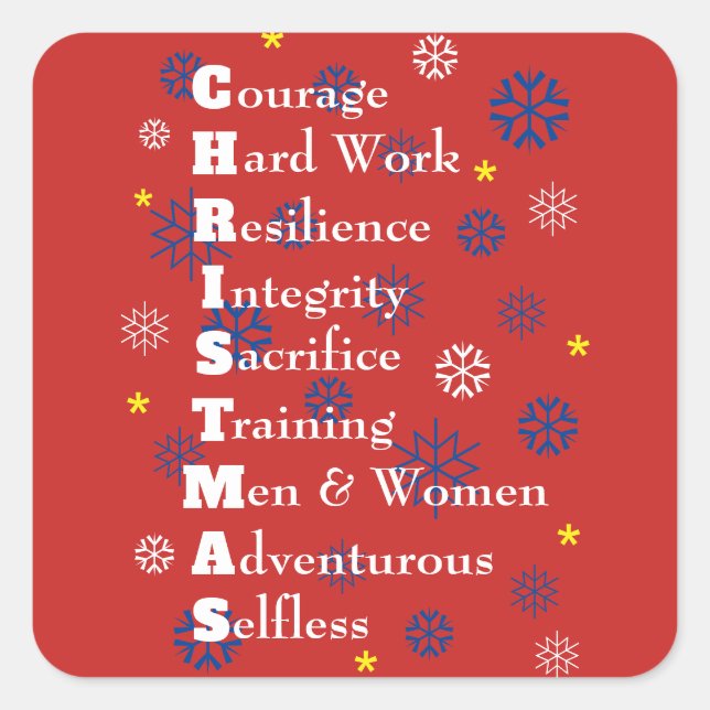 Customizable Christmas Military Square Sticker (Front)