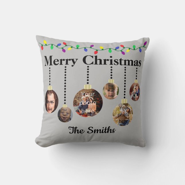 Customizable Christmas Ornament Throw Pillow (Front)