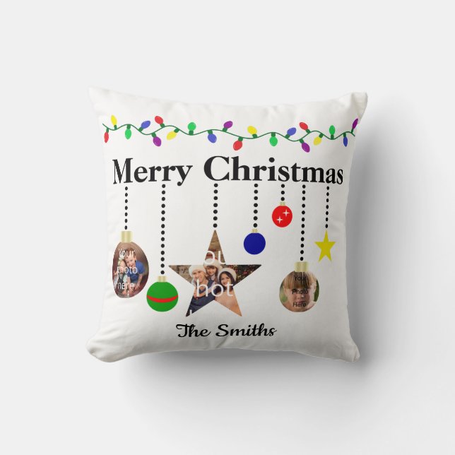 Customizable Christmas Ornament Throw Pillow (Front)