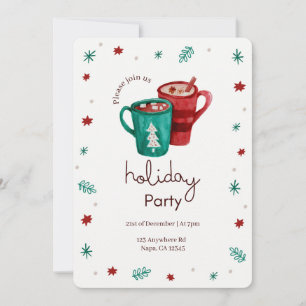 Customizable Christmas Party Hot Coco Snowflakes Invitation