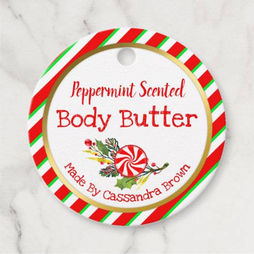 Customizable Christmas Peppermint Body Butter DIY Favor Tags