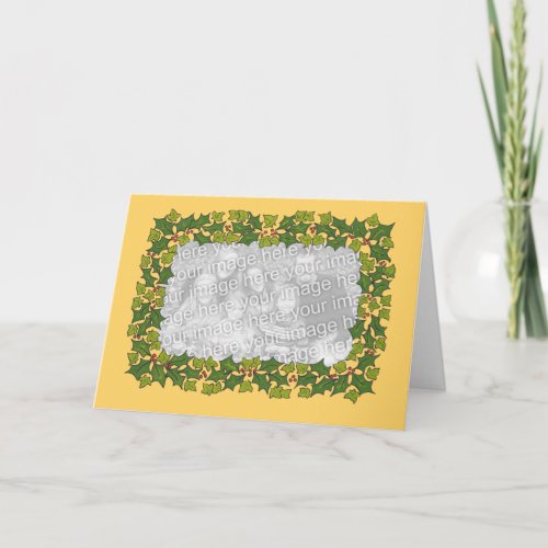 Customizable Christmas Photo Card _ Holly Border