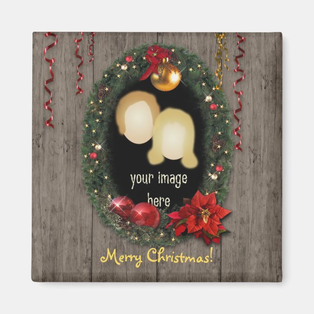 Customizable Christmas Photo Magnet (Front)