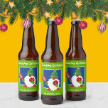 Customizable 🎅Christmas pickleball   Beer Bottle Label<br><div class="desc">Cute Christmas pickleball  bottle labels with happy Christmas dwarf wearing Christmas tree hat and holding a pickleball paddle. Customizable text on both sides</div>