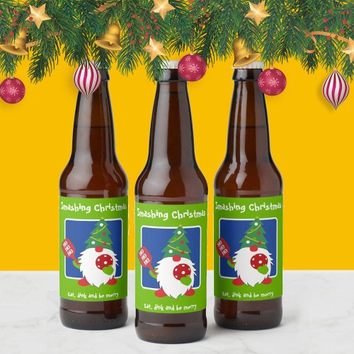 Customizable Christmas pickleball   Beer Bottle Label