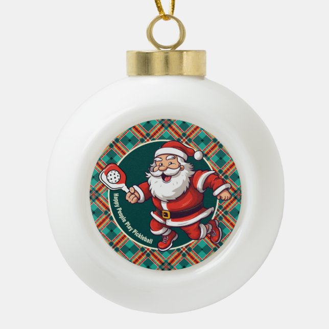 Customizable 🎅Christmas pickleball   Ceramic Ball Christmas Ornament (Front)