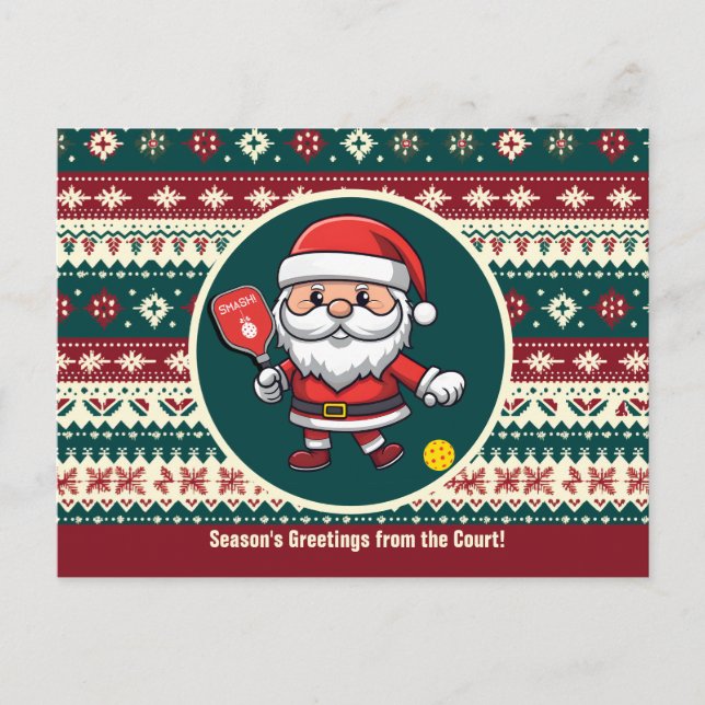 Customizable 🎅Christmas pickleball   Holiday Postcard (Front)