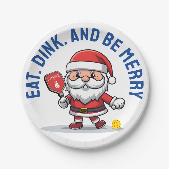 Customizable 🎅Christmas pickleball   Paper Plates (Front)