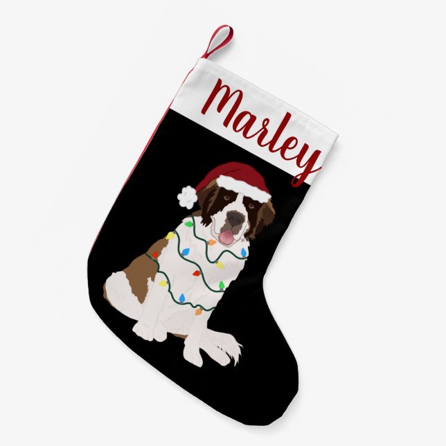 Customizable Christmas Saint Bernard Small Christmas Stocking (Front (Hanging))