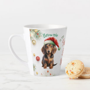 Customizable Christmas Santa Mini Dachshund Latte Mug