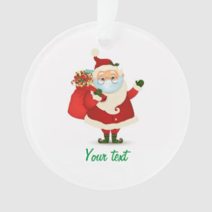 Customizable Christmas Santa wearing mask glasses Ornament