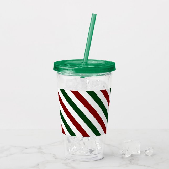 Customizable Christmas Stripes Acrylic Tumbler (Back Ice)
