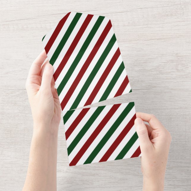 Customizable Christmas Stripes All In One Invitation (Tearaway)
