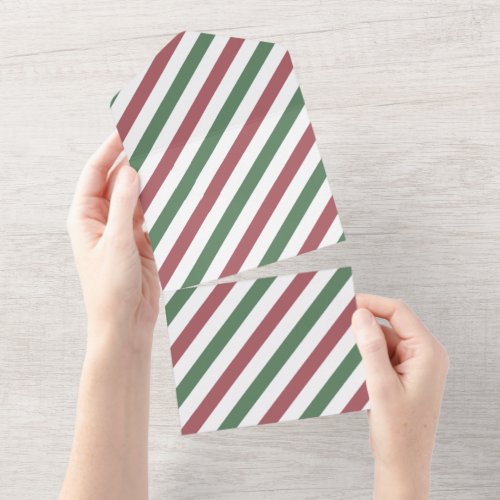 Customizable Christmas Stripes All In One Invitation
