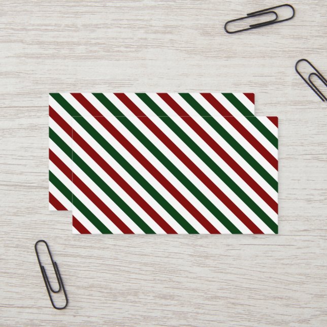 Customizable Christmas Stripes Business Card (Front/Back In Situ)