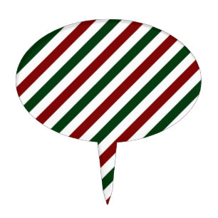 Customizable Christmas Stripes Cake Topper