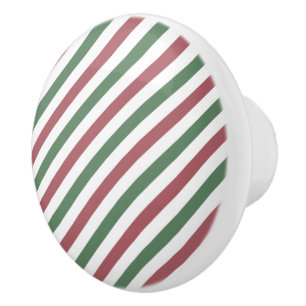 Customizable Christmas Stripes Ceramic Knob
