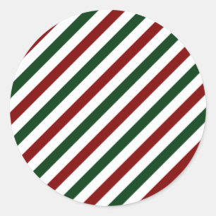Customizable Christmas Stripes Classic Round Sticker