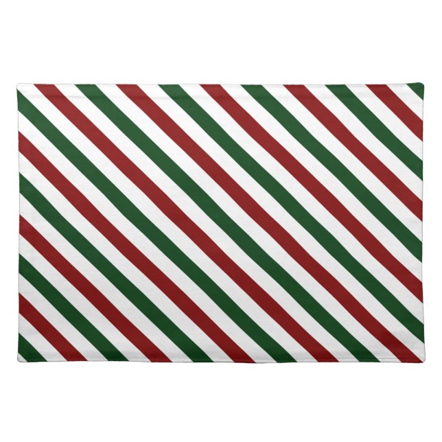 Customizable Christmas Stripes Cloth Placemat (Front)