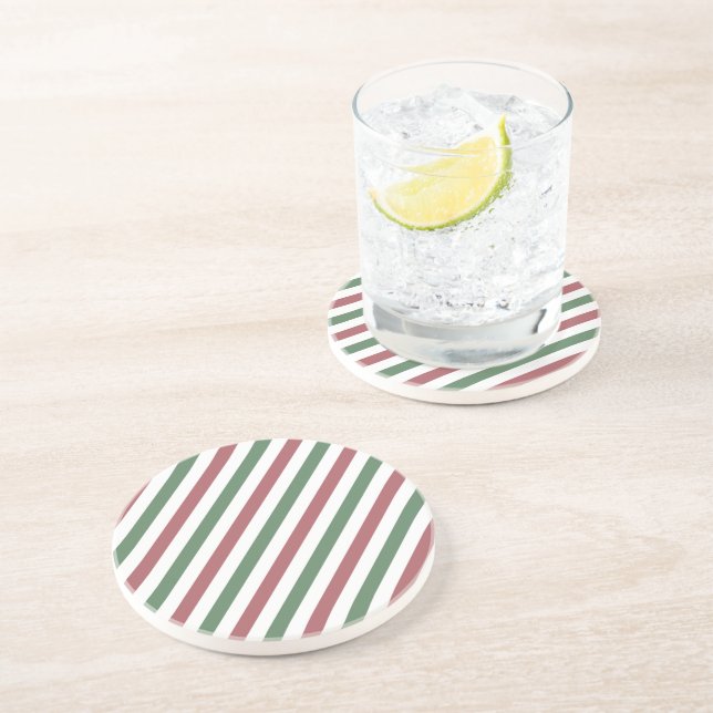 Customizable Christmas Stripes Coaster (Side)