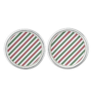 Customizable Christmas Stripes Cufflinks