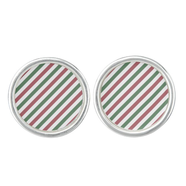 Customizable Christmas Stripes Cufflinks (Front)