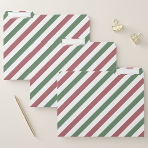 Customizable Christmas Stripes File Folder