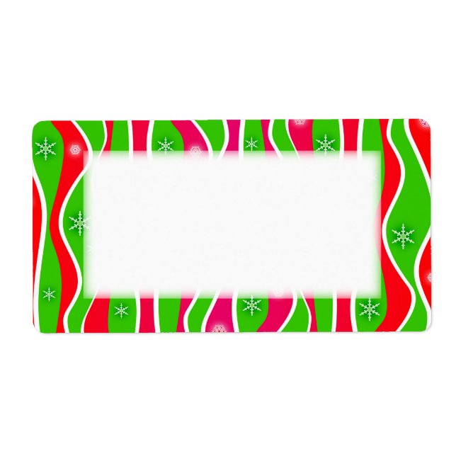 Customizable CHRISTMAS STRIPES HOLIDAY LABELS (Front)