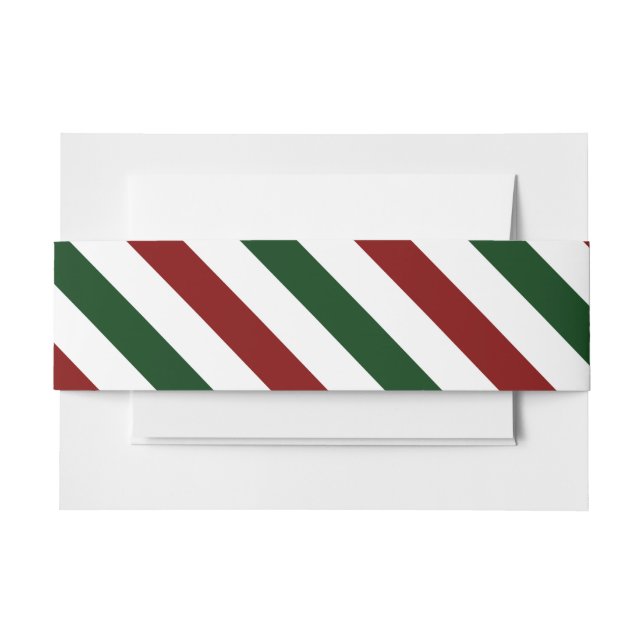 Customizable Christmas Stripes Invitation Belly Band (Front Example)