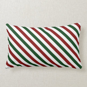 Customizable Christmas Stripes Lumbar Pillow