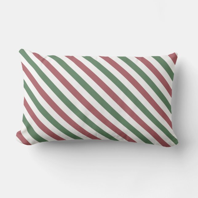 Customizable Christmas Stripes Lumbar Pillow (Front)