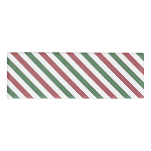 Customizable Christmas Stripes Name Tag (Front)