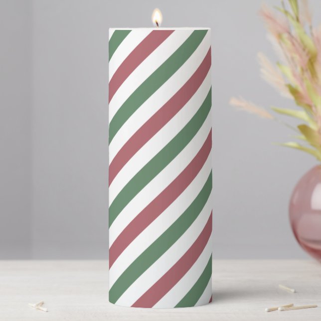 Customizable Christmas Stripes Pillar Candle (In Situ)
