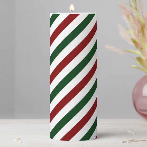 Customizable Christmas Stripes Pillar Candle